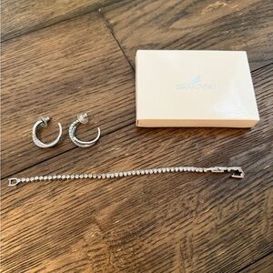 Swarovski Silver Earrings with Crystal Accents